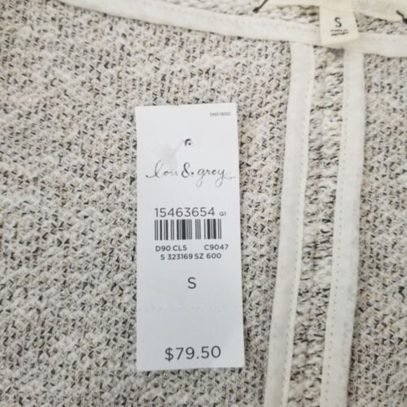 Lou and Grey Ivory Metallic Tweed Jacket Size Small Full Zip Blazer Pockets - Picture 9 of 12